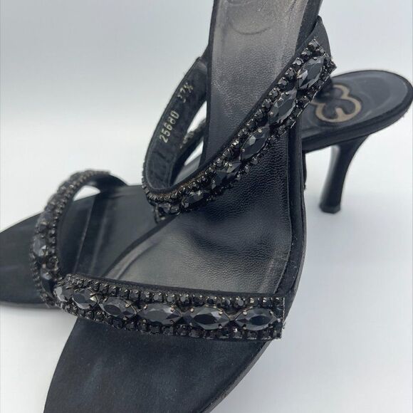 Vero Cuoio shoes, sz 7.5, dressy strappy kitten heel sandal with black beads - Picture 1 of 16